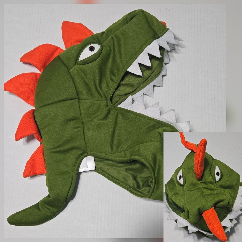 Fort Nite Dinosaur Halloween Costume Rex Headpiece Hood Mask Hat, Kids Size L